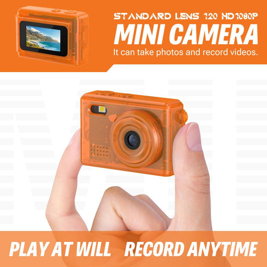 Keychain Mini Camera,Can take photos and record videos,Tiny Camera,Retro small digital camera recorder with LEDflash, portable travel thumb camera for life recording,Transparent shell,Christmas limited color