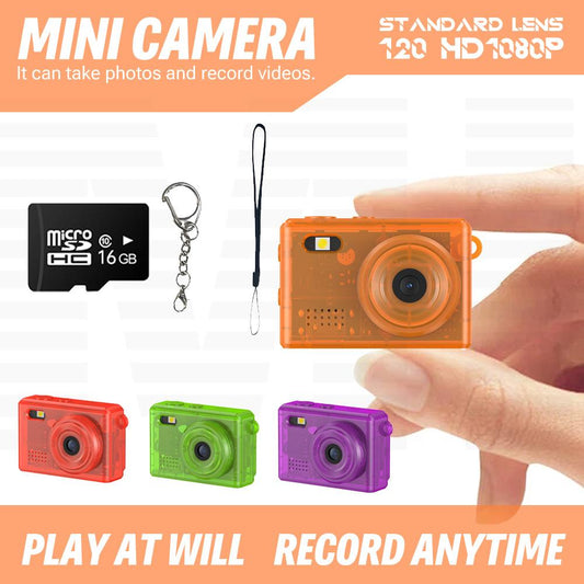 Keychain Mini Camera,Can take photos and record videos,Tiny Camera,Retro small digital camera recorder with LEDflash, portable travel thumb camera for life recording,Transparent shell,Christmas limited color