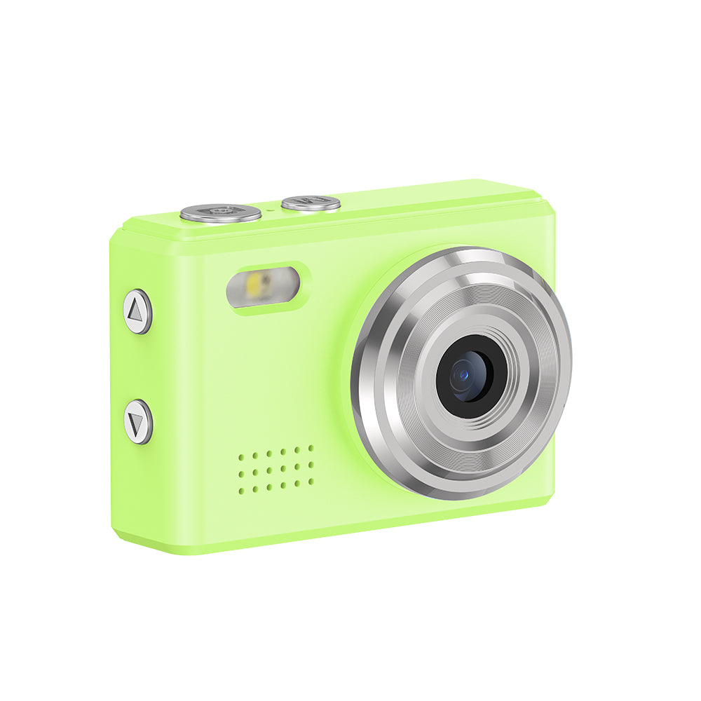 alt="Top View of Portable HD Camera for Kids – Flash, Lens, and Buttons Close‑Up"